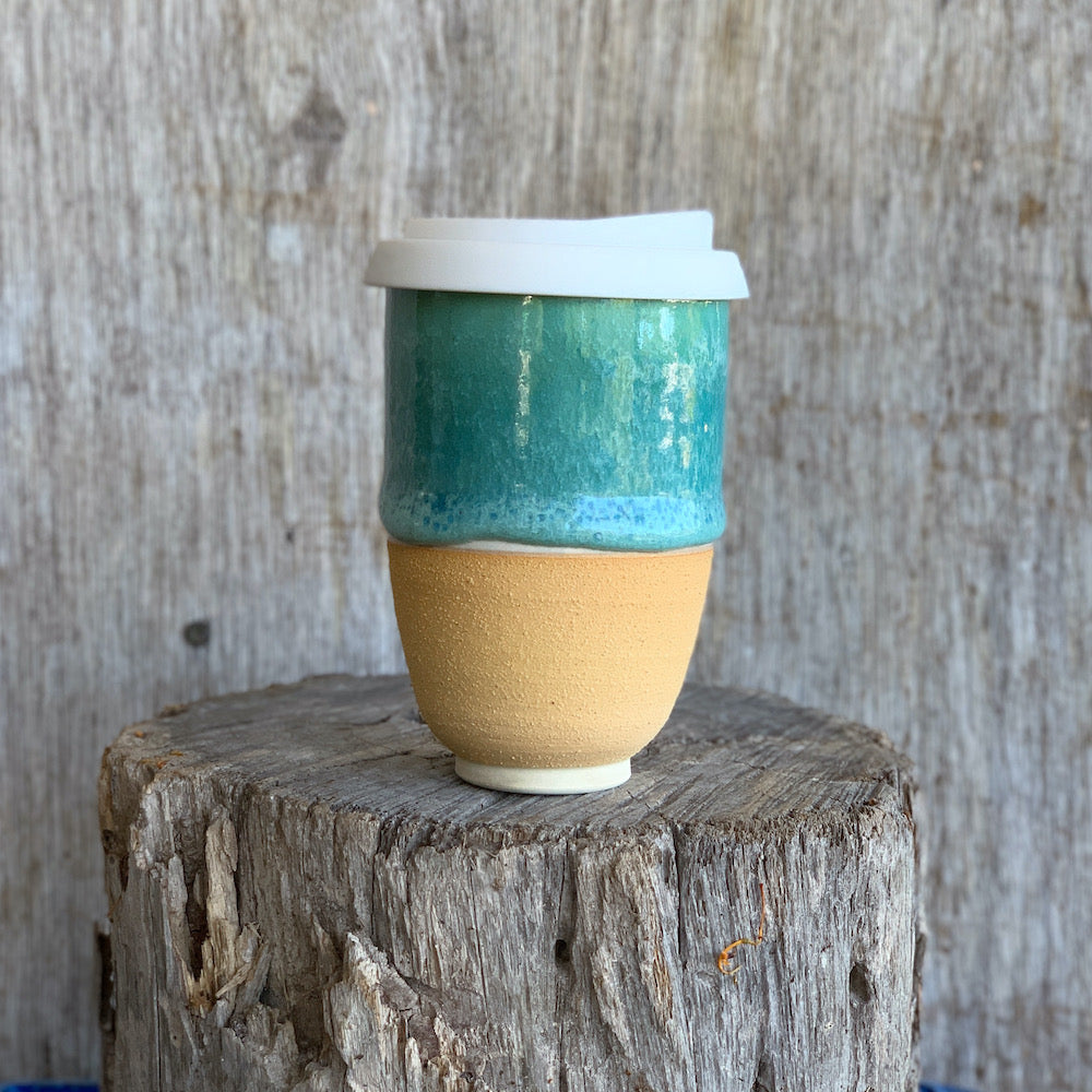 Sea and Sand Ceramic Travel Cup