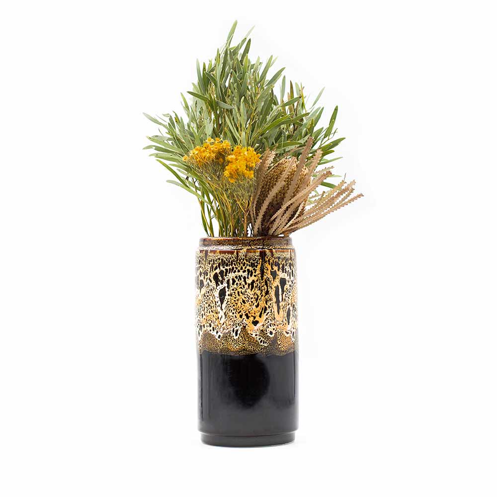 Yellow and Brown Ceramic Vase