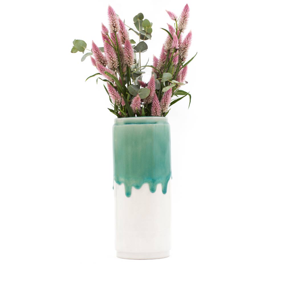 Green and White Ceramic Vase